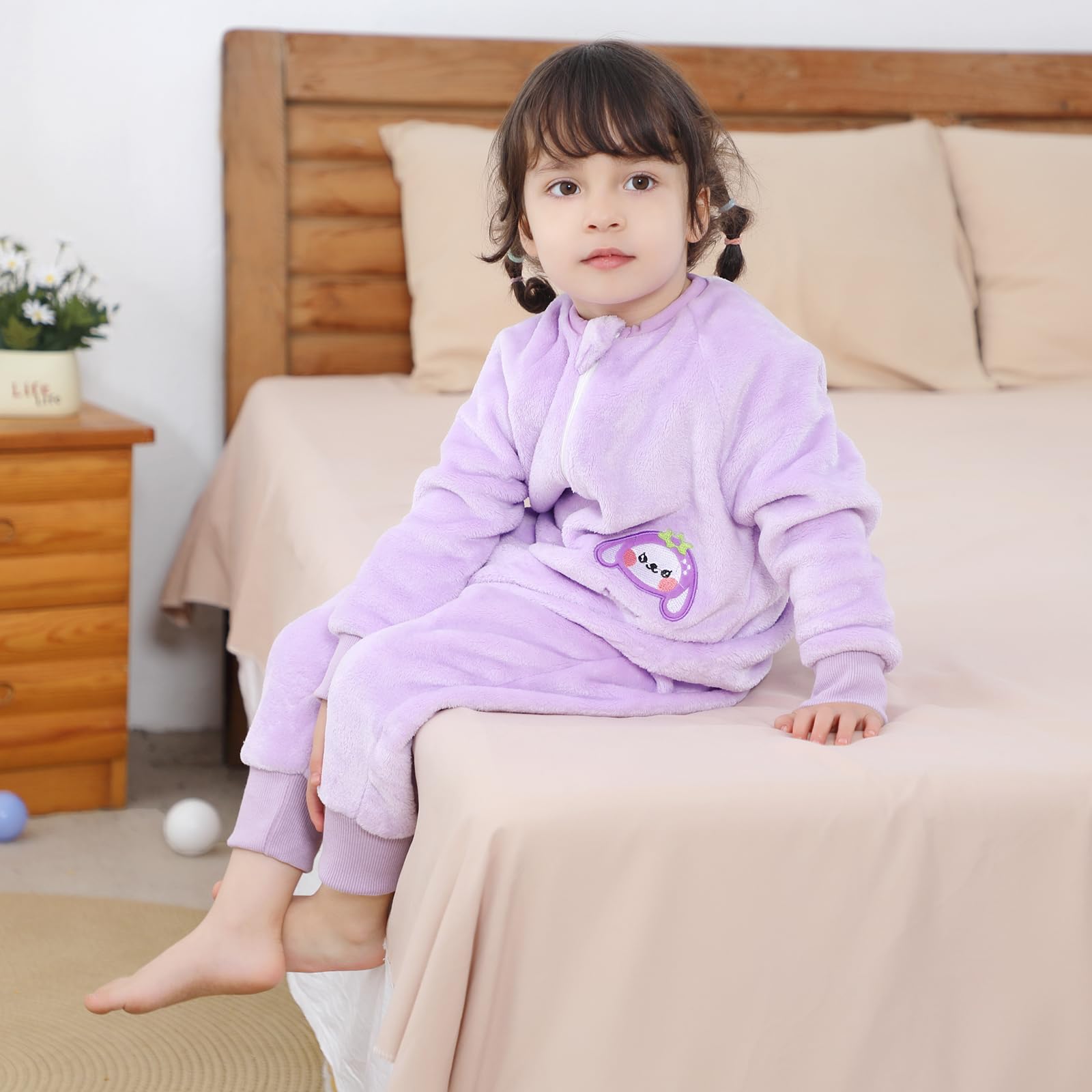 TMEOG Tutine Pigiama Invernale per Bambini e Bambine 1-6 Anni Flanella Maniche Lunghe con Zip