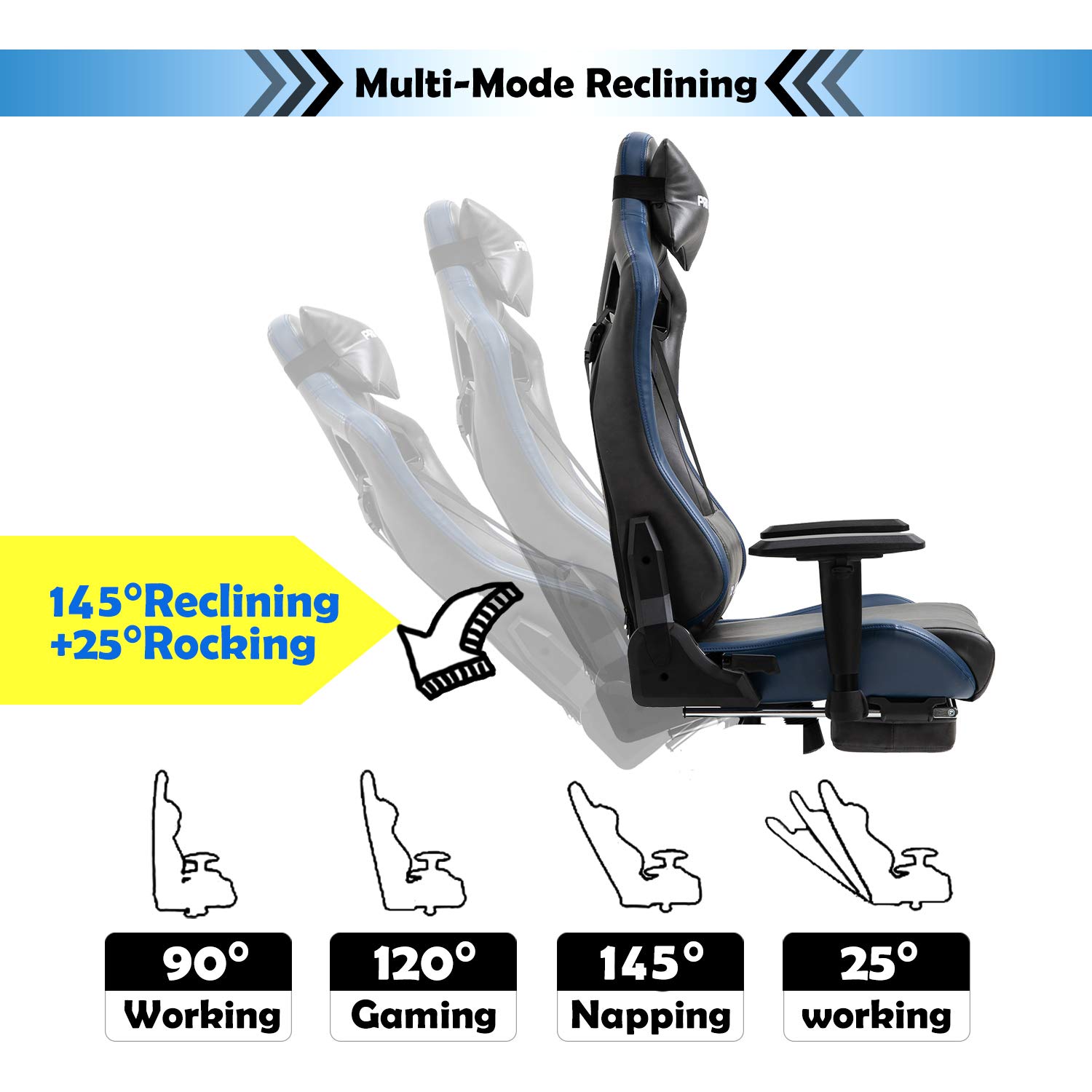 Walsport Reclining Gaming Chair with Footrest High Back Computer Chair