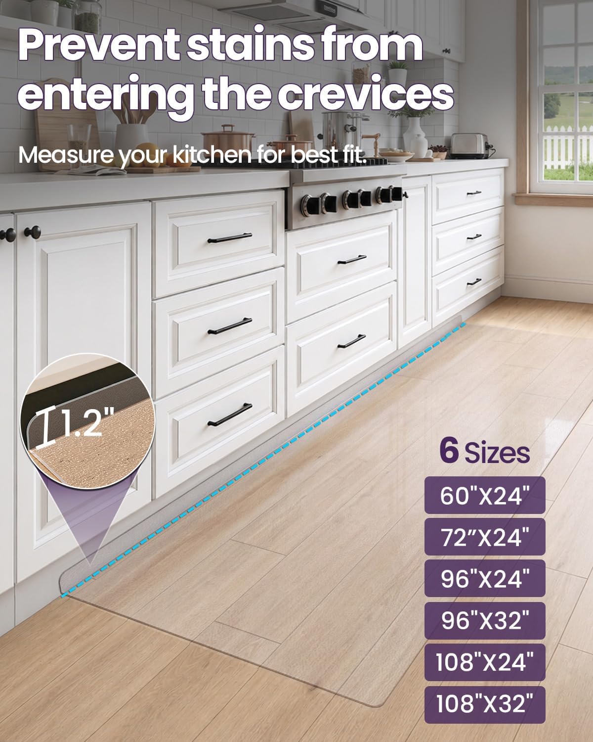 DEXI Plastic Kitchen Runner Rug Ultra Thin 24x60, Vinyl Floor Protector Mat Waterproof, Clear Carpet for Indoor Laundry Hallway Front Sink