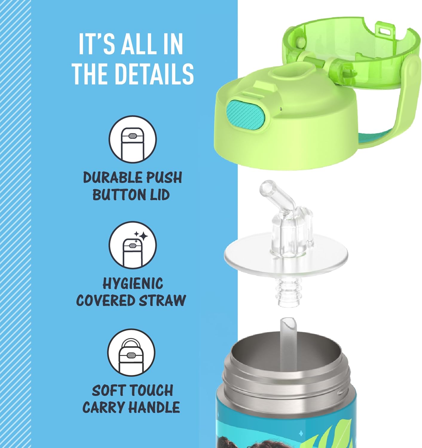 THERMOS FUNTAINER Water Bottle with Straw - 12 Ounce - Kids Stainless Steel Vacuum Insulated Water Bottle with Lid, Moana 2 - Image 4