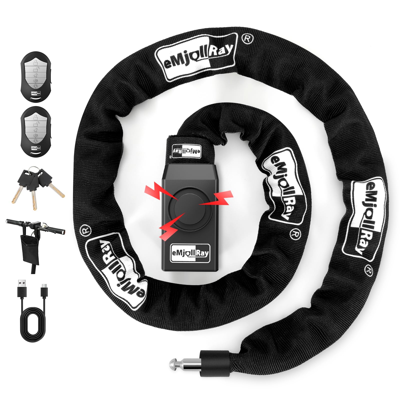 eMjollRay Bike Chain Lock with Alarm