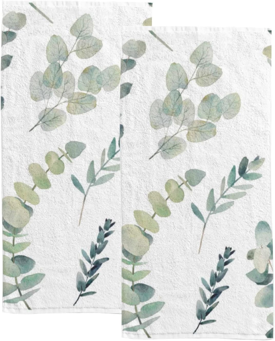 TOPCARPENTER Eucalyptus Kitchen Towels Green Leaves for Bathroom Teal Eucalyptus