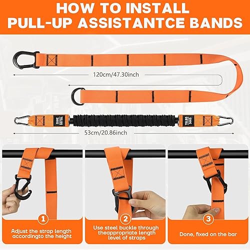 Miniatura 5 de Bandas de asistencia para dominadas, banda de resistencia ajustable y resistente para barra de dominadas, peso y tamaño ajustable con cómodos pies
