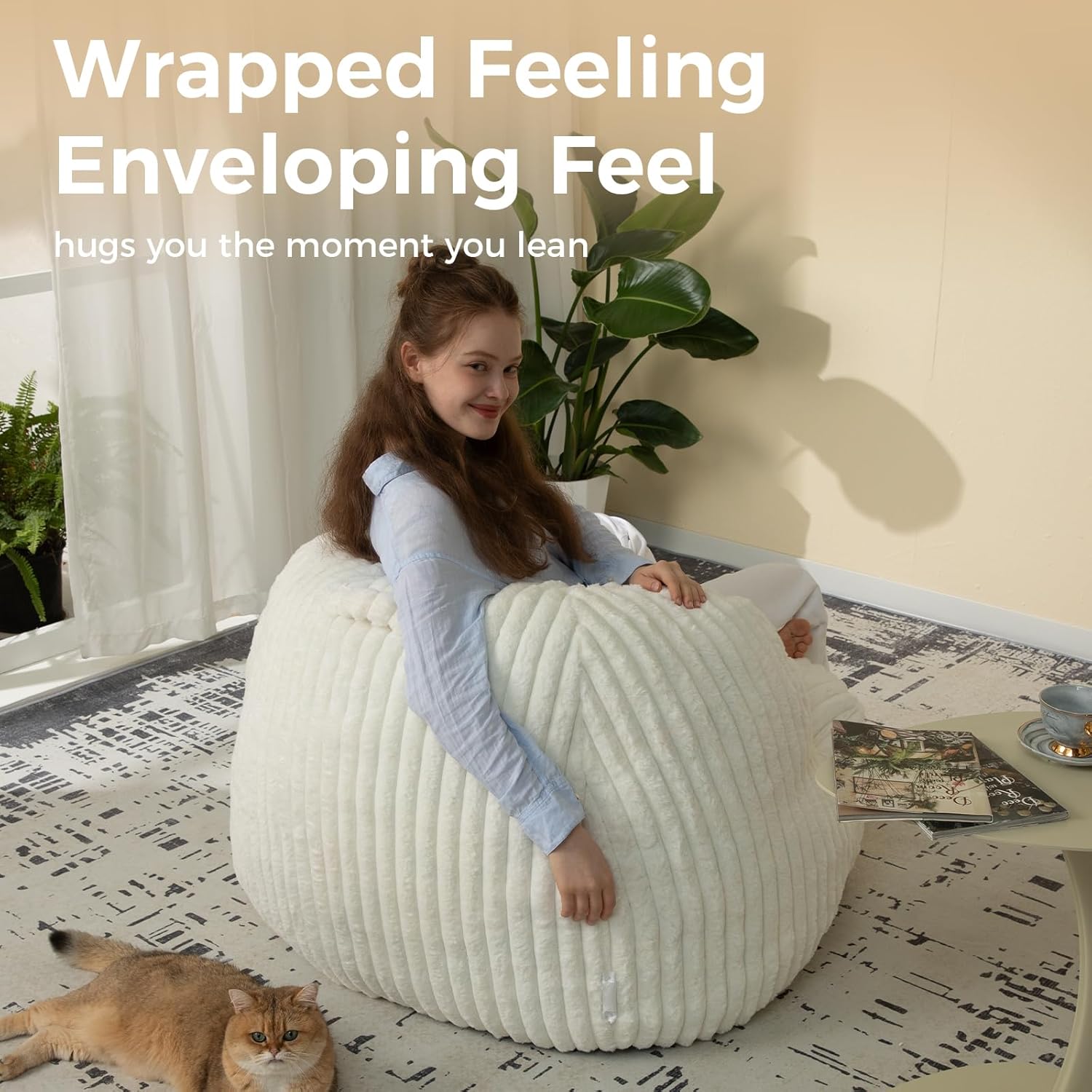 Bean Bag Chair for Adults and Teens, Comfy Cozy Bean Bag Chairs,Beanbag Chair for Dorm Lazy Couch Sofa Chair Living Room Gaming,Reading - Image 6