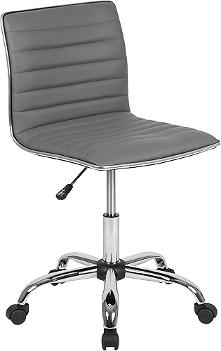 Miniatura 22 de Flash Furniture - Silla de oficina giratoria sin reposabrazos, de color blanco, acanalada, de diseño, respaldo bajo Negro