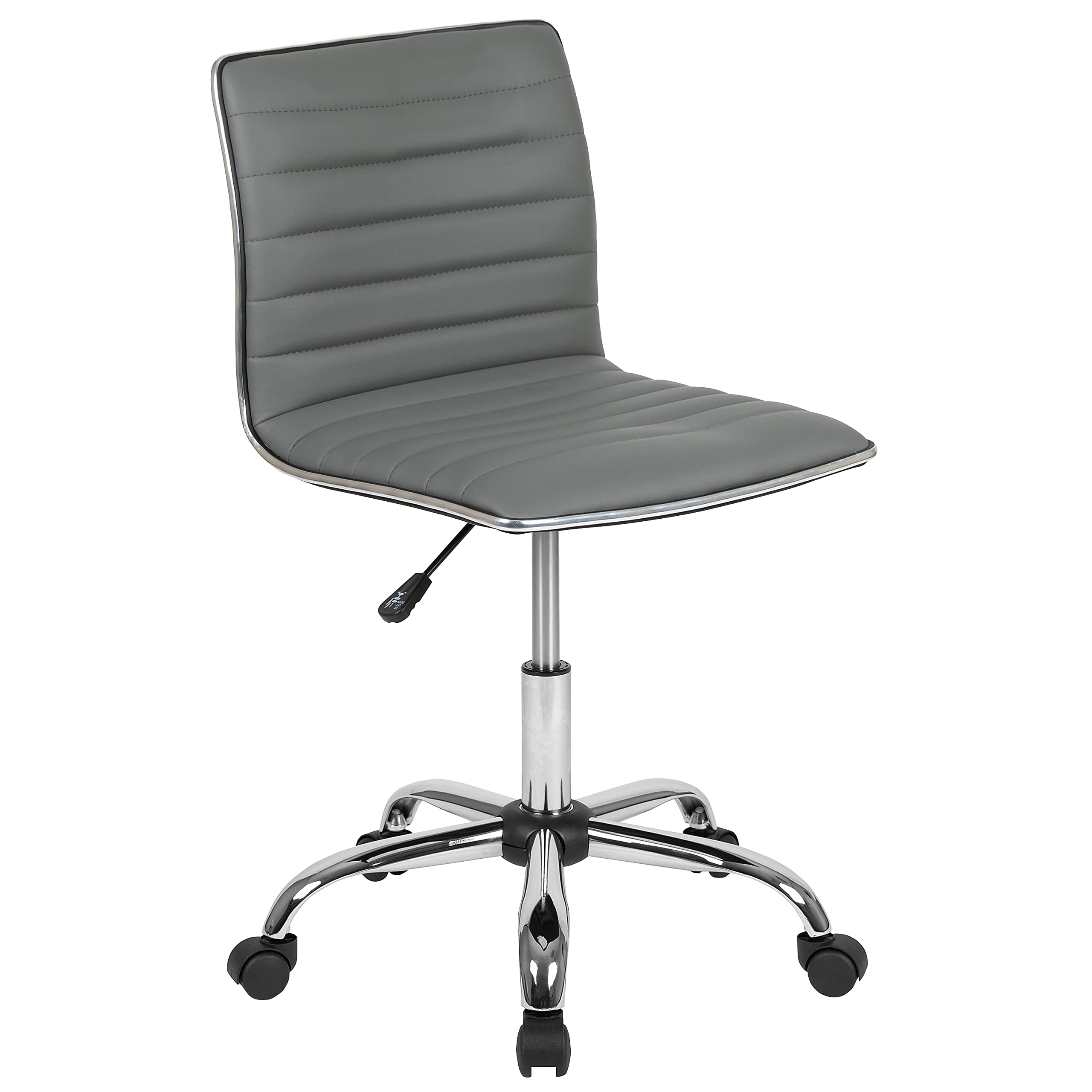 Flash Furniture Alan Low Back Designer Armless Light Gray Ribbed Swivel Task Office Chair