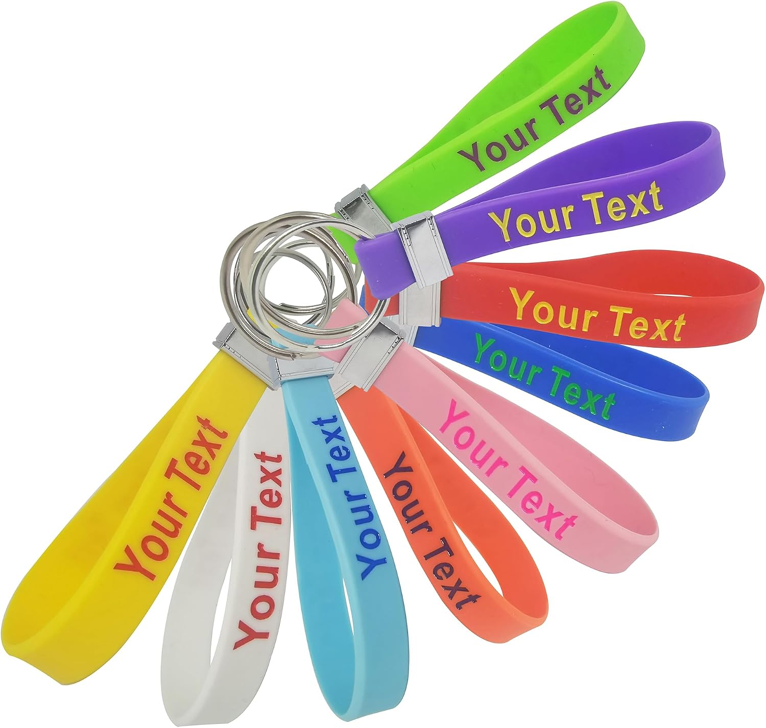 Custom Keychains 1/10/30/50/100 ct Personalized Silicone Key Rings Llaveros Personalizados Customized Bulk for Events, Gifts, Backpacks, Awareness, Business Customizable