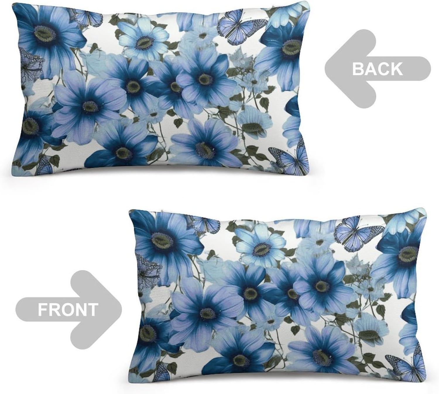Blooming Blue Daisy Pillow Cases Queen Size Set of 1 Soft Comfortable Throw Pillows Covers Decorative Pillowcase with Zipper Bed Cushion Covers for Couch Sofa Bedroom 12 "x20