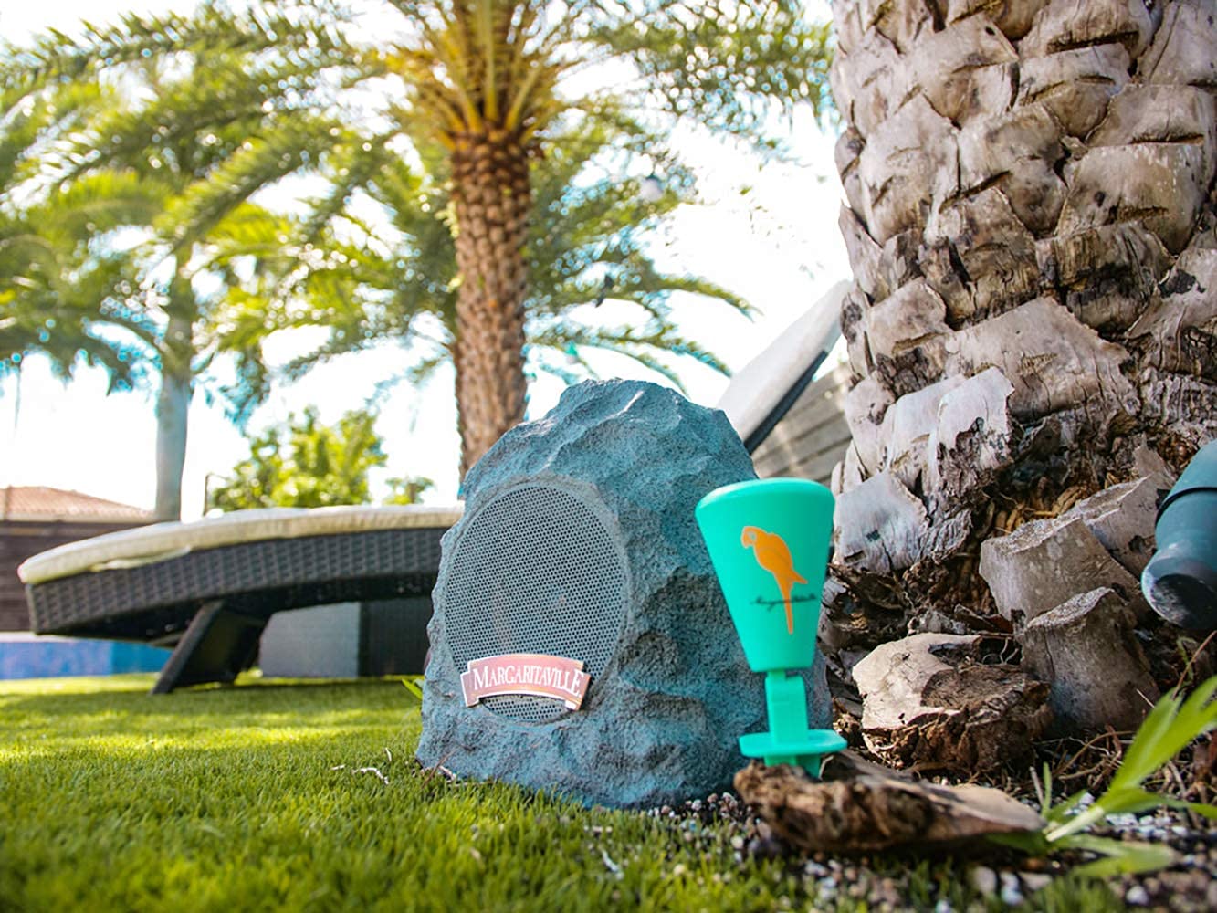 Sakar Margaritaville “On The Rock” Outdoor Bluetooth Wireless Speaker | Durable Bluetooth Speakers, Fantastic Yard or Patio Decor, IPX-4 Waterproof Rated, Granite Grey (Two Pack)