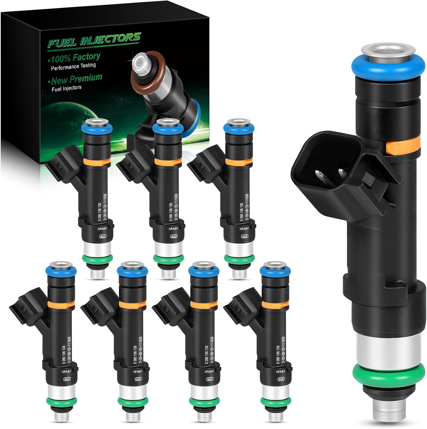 Upgraded 5.4L Fuel Injectors 0280158138 Set of 8 Fits for:-Ford F150 2007-2008 F250 F350 Super Duty 5.4L 2007 2008 2009 2010 for:-Lincoln Mark LT OE# 62402 7C3Z9F593A (ALL NEW)