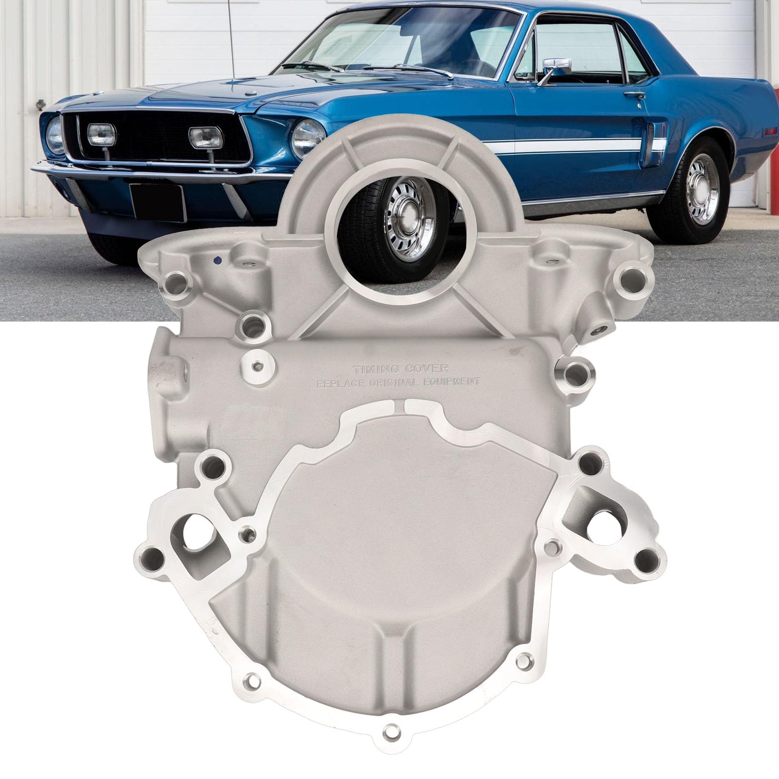 Copertura Catena di Distribuzione in Alluminio PCE265.1028 per Protezione Motore SB 289 302 351 Windsor 1968-1980 Non EFI