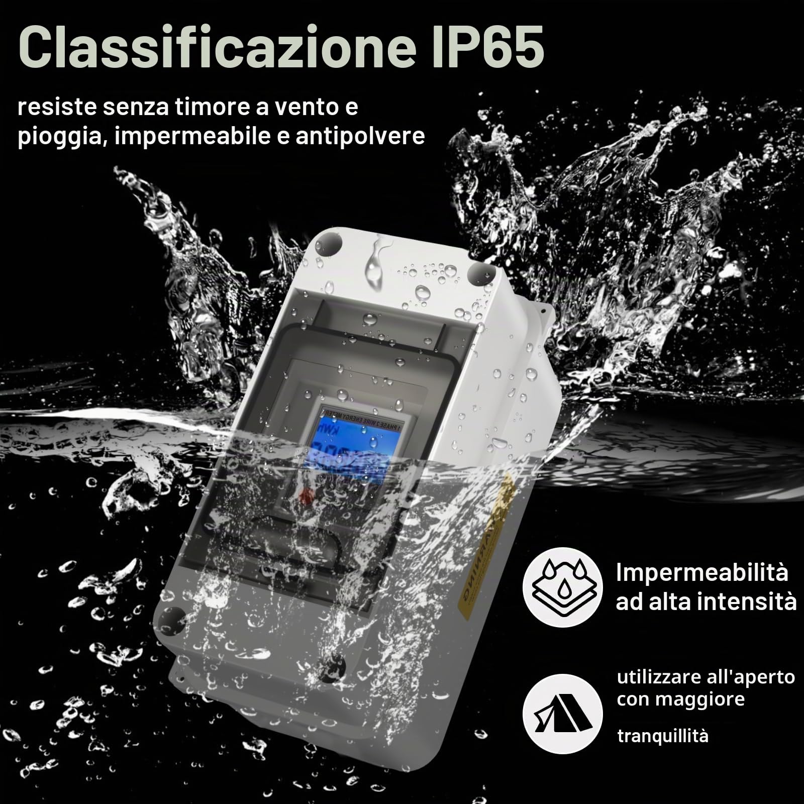 Contatore digitale mobile con reset, 230 V, 60 A, misuratore intelligente CEE per esterni, KWH, IP65, alloggiamento impermeabile per camper, veicoli elettrici, prese