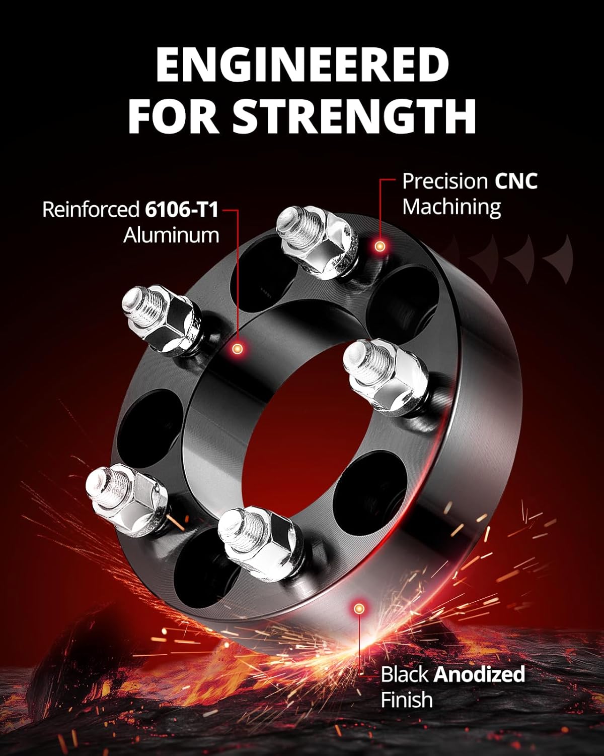 EVIL ENERGY 5x4.5 Wheel Spacers 1.5 inch Compatible with Mustang 1964-1968&1994-2014, 5x114.3 mm 5 Lugs 82.5 mm Hub Bore 1/2x20 Studs Black, Not Hubcentric
