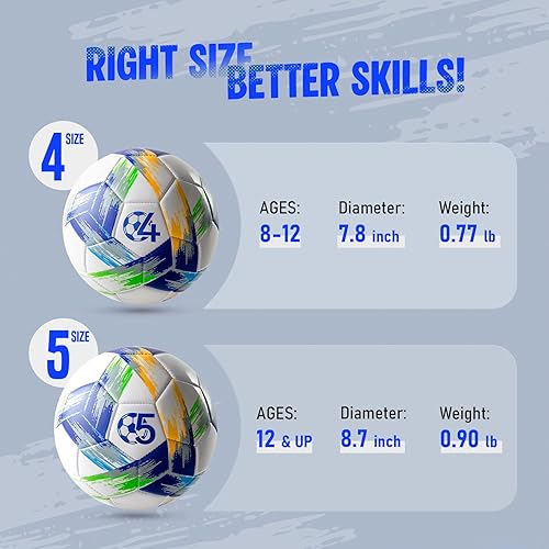 Miniatura 2 de Balón de fútbol tamaño 5 tamaño 4 con bomba desinflada, diseño multicolor vibrante, pelota de fútbol de Navidad de funcionamiento, pelota deportiva