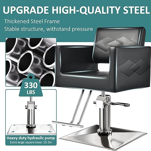 Miniatura 7 de L'aimefois Silla de salón para estilista, giratoria de 360, capacidad de 330 libras con bomba hidráulica resistente, silla de peluquería ajustable
