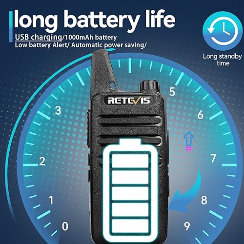 Miniatura 6 de Retevis RT22 Walkie Talkies recargables manos libres radio bidireccional de 2 vías paquete de 6 con cargador multibanda de 6 vías