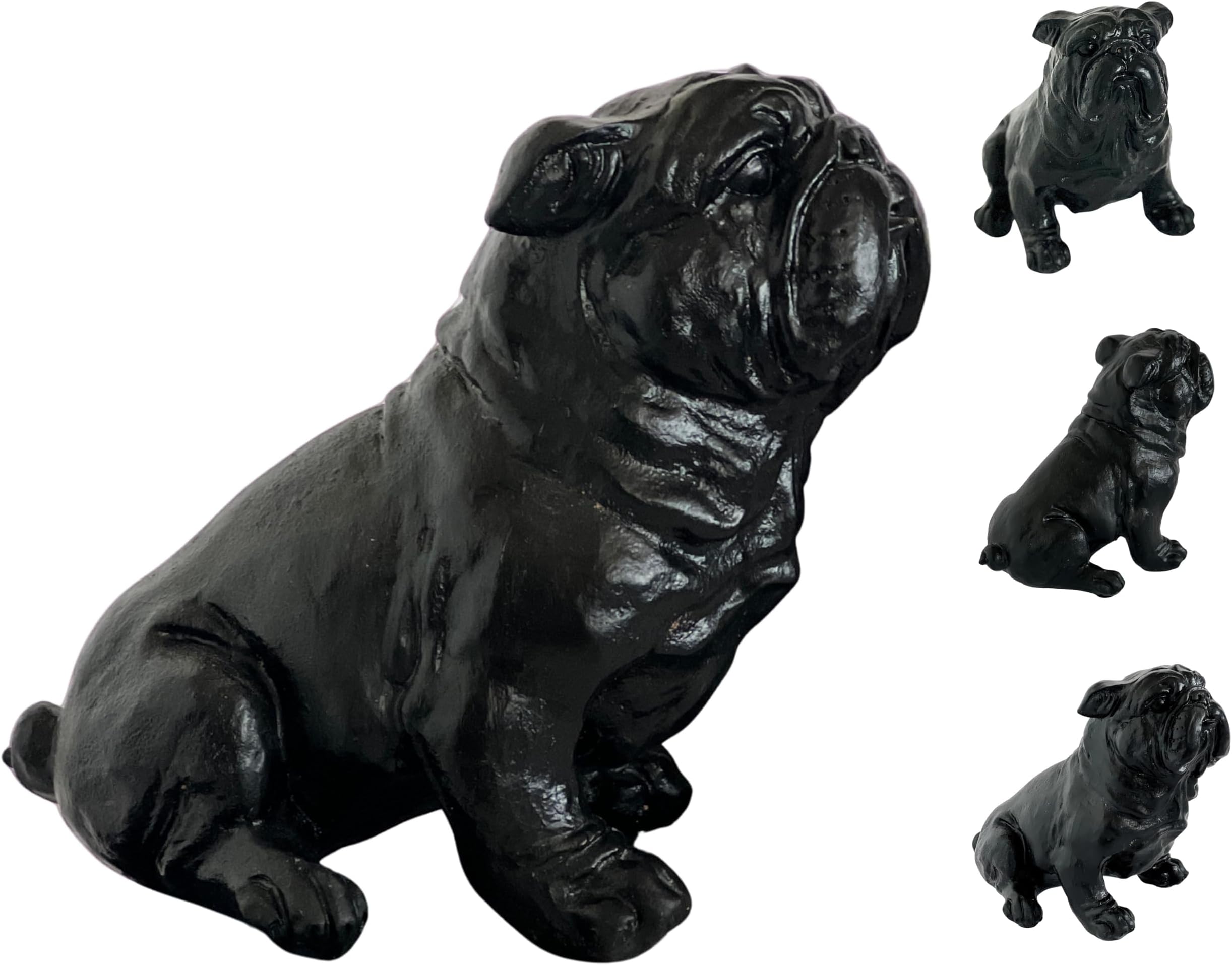 Bellaa 23073 Bulldog Statue Vintage Rustic Distressed Mascot Stern Dog Figurine Sculpture Antiques Farmhouse Animal Outdoor Garden Home Decor 8 Inch Tall