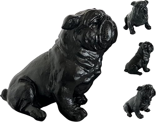 Bellaa 23073 - Estatua de bulldog vintage, rústica, envejecida, mascota, estatuilla de popa, escultura de antigüedades, animales de granja, jardín