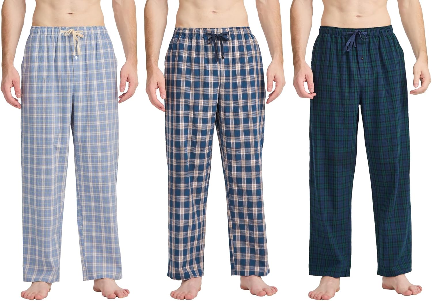 Tony & Candice Mens Pajama Pants Set Lightweight Sleep Lounge Cotton Pants, PJ Bottoms with Pockets Drawstring