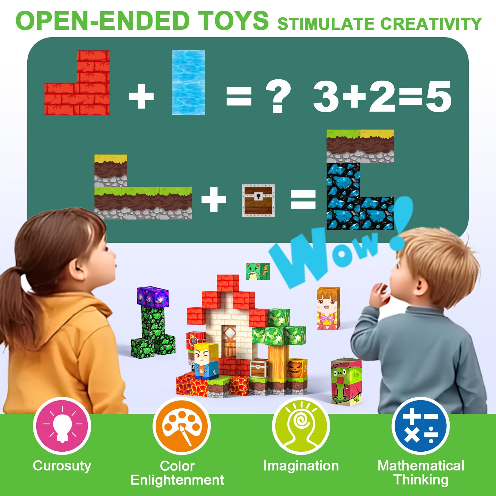 Costruzioni Magnetiche per Bambini 220 PCS 2CM 3+ Giochi Cubi Magnetici, Blocchi Building Blocks Giocattoli Montessori a Partire da 3 4 5 6 7 8 9 10 11 12 Anni Regali di Compleanno per Ragazzi