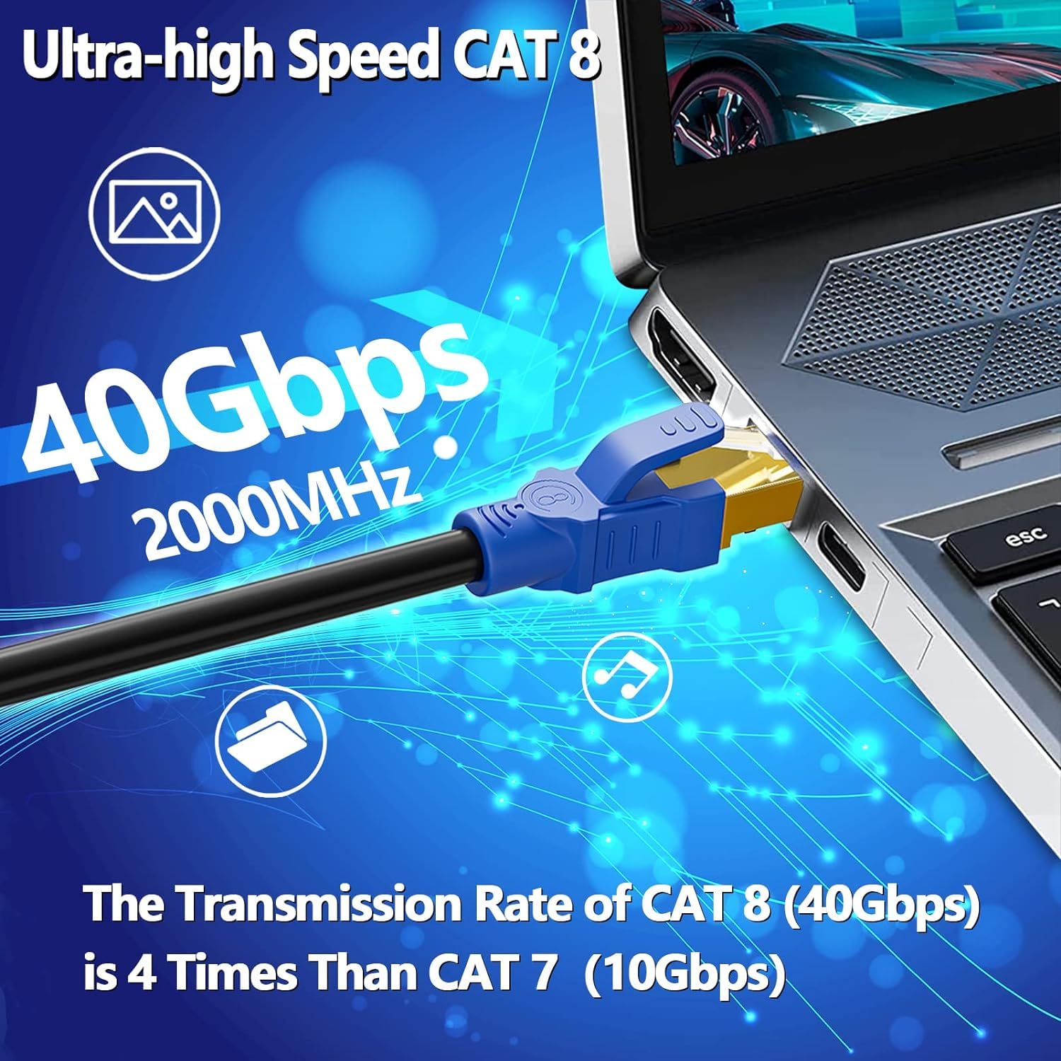 LAN Kabel 30Meter Schwarz Cat8 Internet Kabel 30m Ethernet Kabel High Speed | Cat 8 Netzwerkkabel Patchkabel SFTP Geschirmt Wlan RJ45 Gigabit für Modem Router