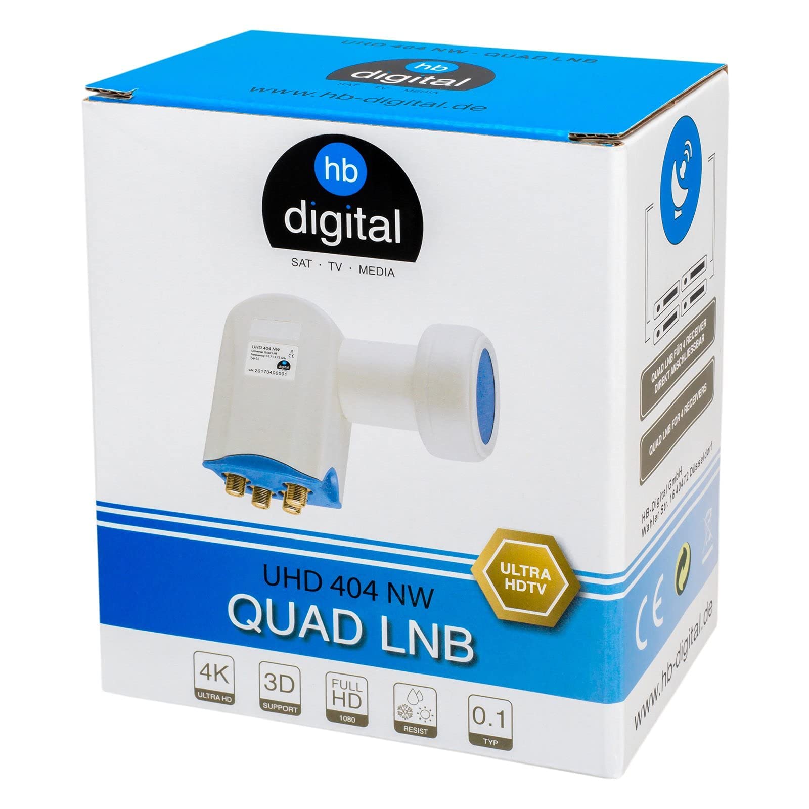 LNB LNC Full HD TV 3D + Contacts or + kit de protection (extensible) en HB DIGITAL. Kit avec prise F dorée offerte