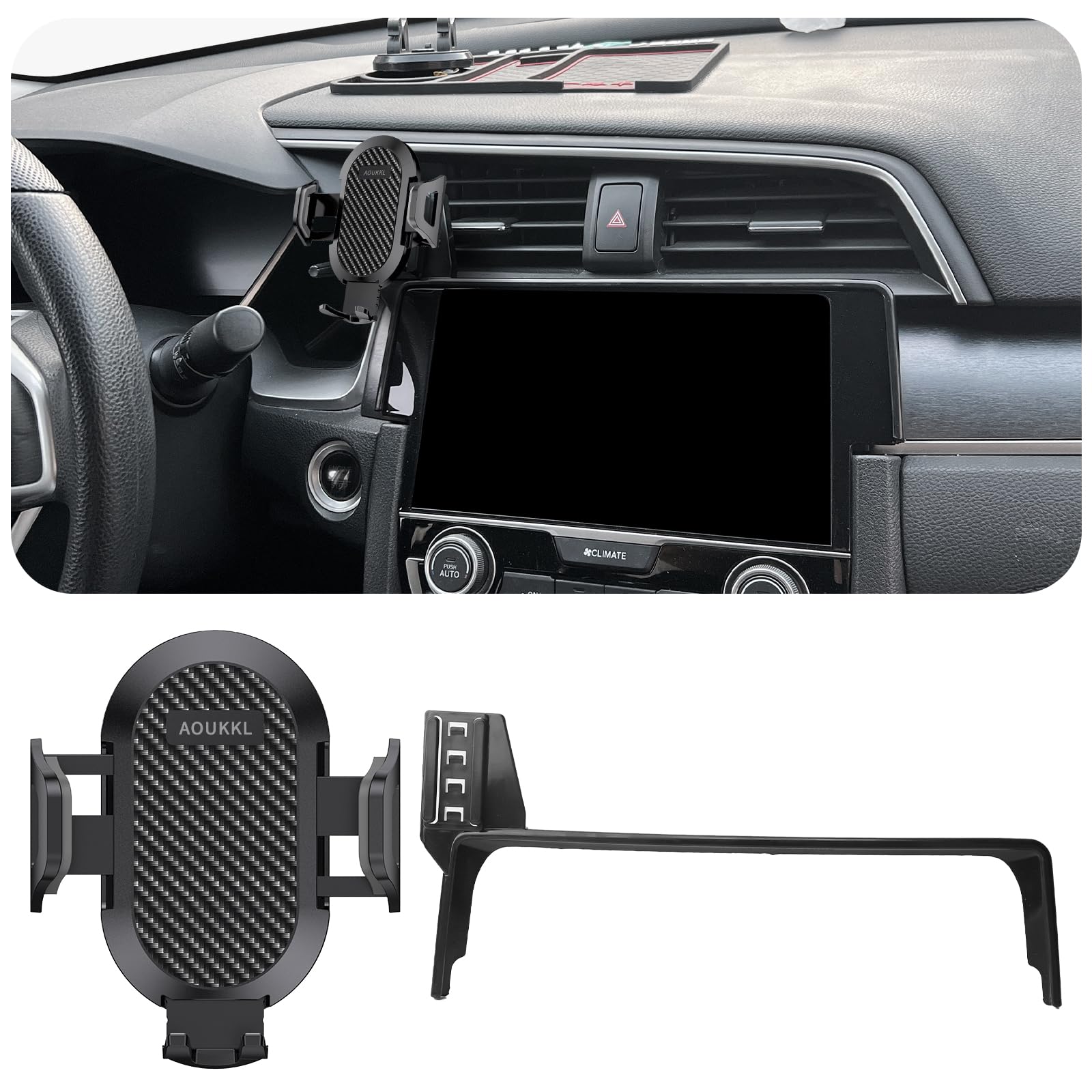 Supporto Telefono Magnetico Per Auto – Per Honda Civic 2016-2020, Cruscotto E Presa D'Aria, Nero Carbonio