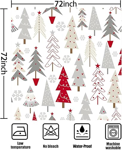 Miniatura 7 de Juego de cortinas de ducha de Feliz Navidad, árbol de Navidad, Año Nuevo, vacaciones, invierno, patrón de copo de nieve, cortinas de ducha para