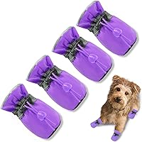 Vista 8 de Zapatos para perro, botas y protector de patas, suela antideslizante para perro, botines de invierno con correas reflectantes para perros pequeños