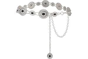 VONMELLI Women Concho Silver Link Chain Belt for Western Style Outfits