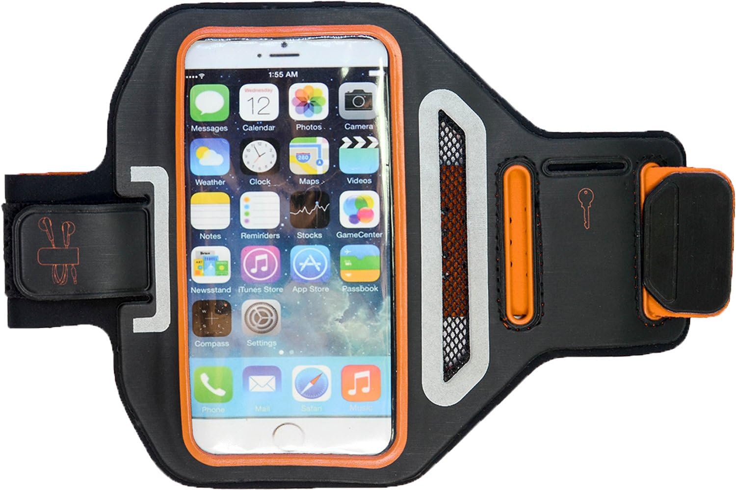 iPhone 6 Armband Perfectly Fits Phone Sizes from 3.5~4.7, Sweat Proof with Built in Earphone Cord Storage with Extra I.D. Key Holder, Credit Card and Money Holder with 30 Day. (Orange)