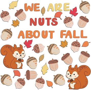 AmazingSpark 68 Pcs Fall Bulletin Board Set We are Nuts About Fall Cutouts