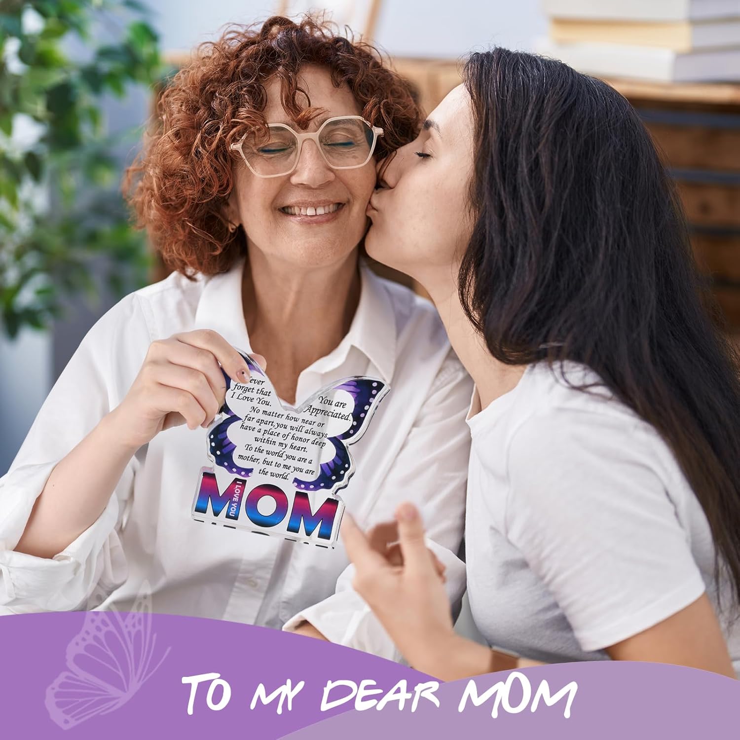 Birthday Gifts for Mom from Daughter Son, Mothers Day I Love You Gift for Mother New Bonus Step Moms Mama, Gifts for Moms Unique, Best Mom Ever Gift Ideas, Butterfly Acrylic Decorative Signs Plaques - Image 3