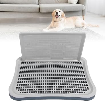 Dog Training Toilet, Removable Portable Puppy Mesh Training Potty with Wall Column, Dog Litter Box Pet Training Tray with Pee Baffle for Large Small Medium Pets Dark Blue
