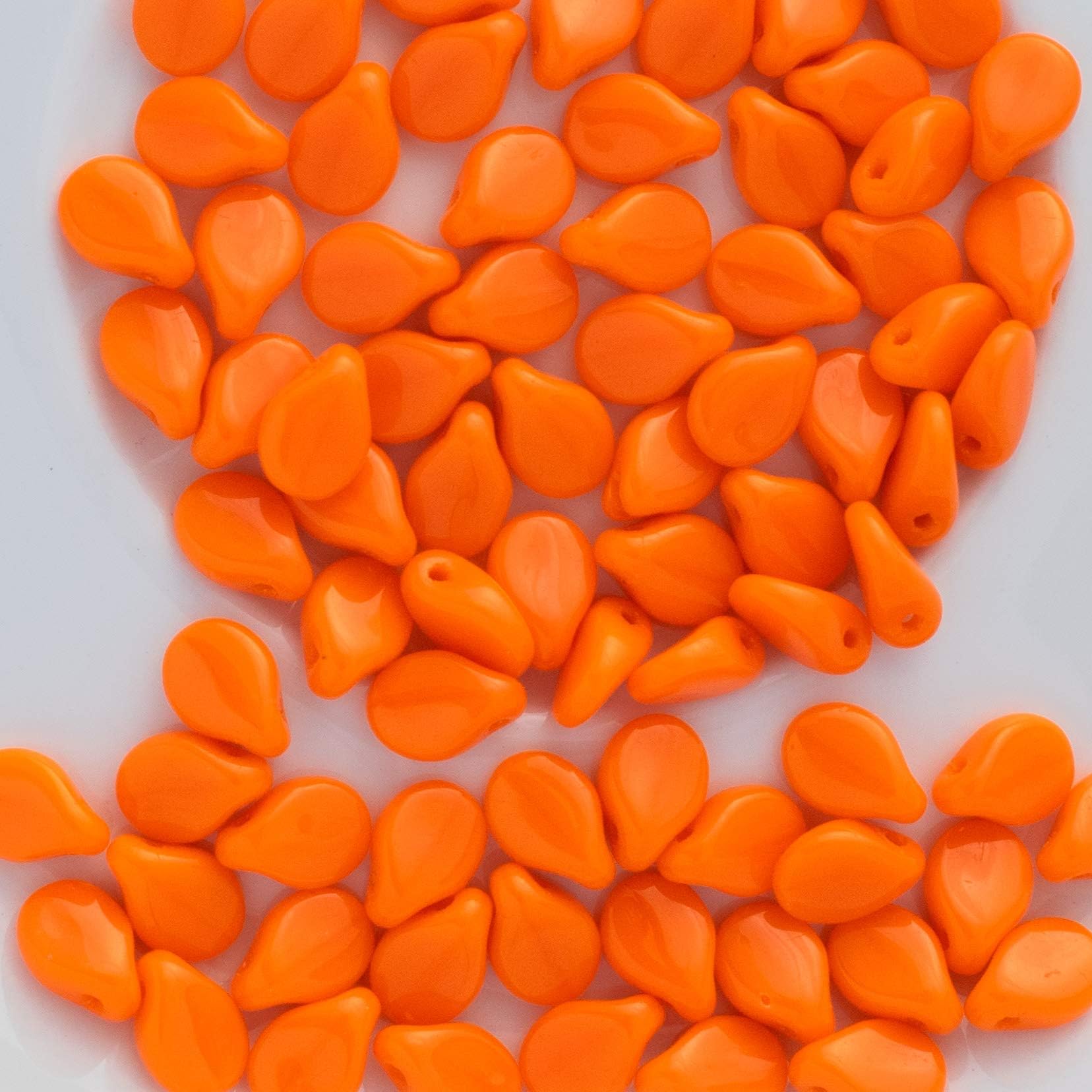 Preciosa - Pip Beads 5x7mm, Opaque Orange (30 Pieces), One Hole Petal Shaped Beads from Czech for Jewellery Making, Beading, Embroidery, Art and Craft