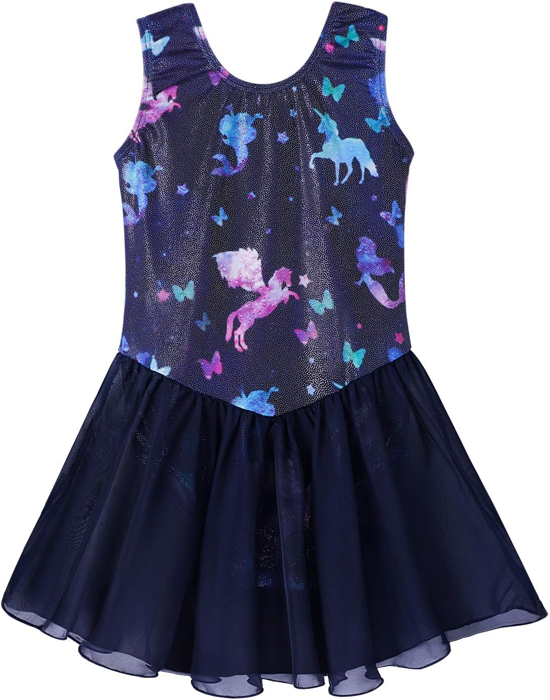 Girls Gymnastics Leotards with Skirt Ballet Tutu Dance Dress Toddler Kid Flutter Sleeve Mermaid Gymnastic Dancewear 2-11Y