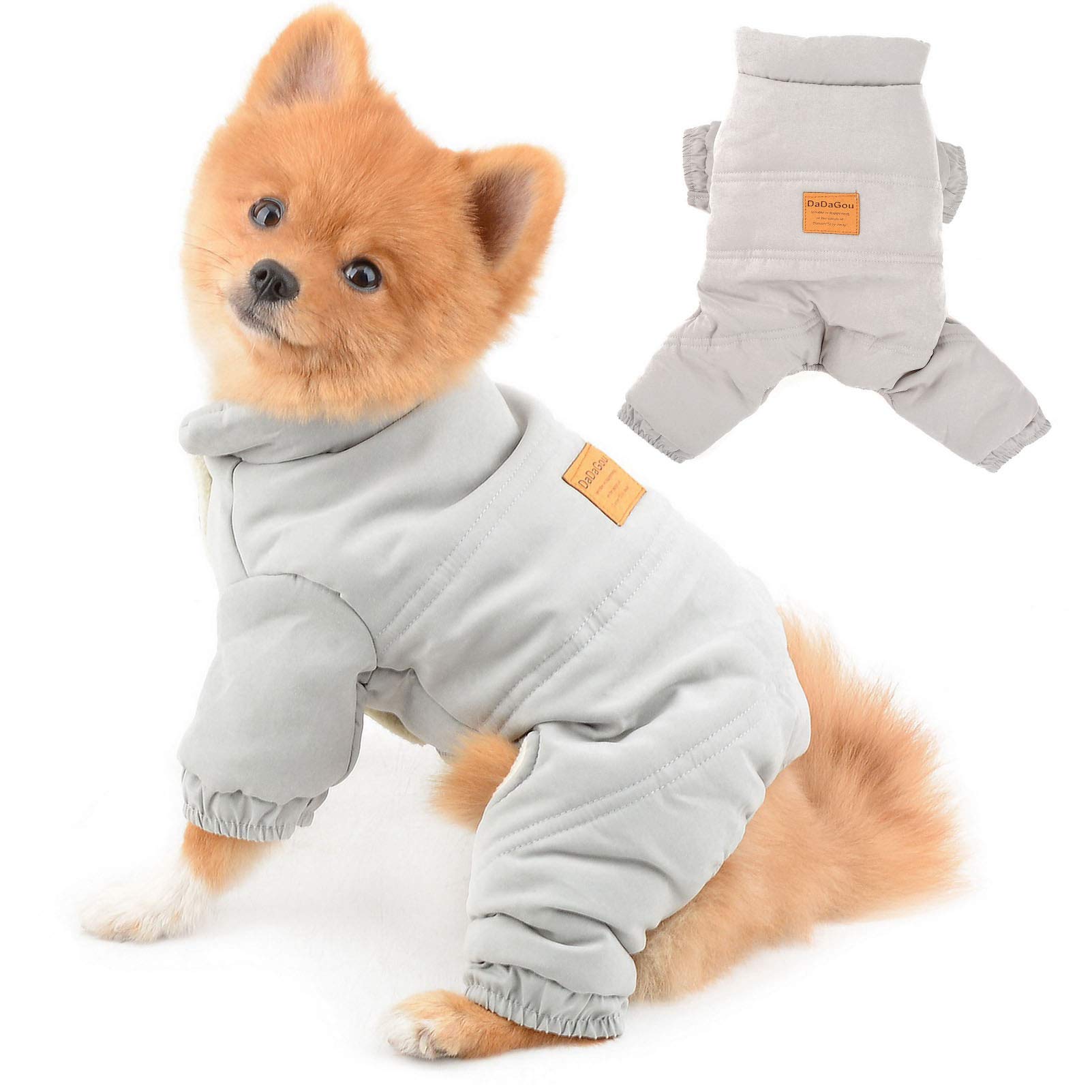 SELMAI Waterproof Dog Winter Coat Solid Color Soft Warm Fleece Pet Clothes for Small Medium Dogs Cats Apparel for Puppy Comfortable Thick Padded Jacket Chihuahua Snowsuit Cold Weather Gray XL