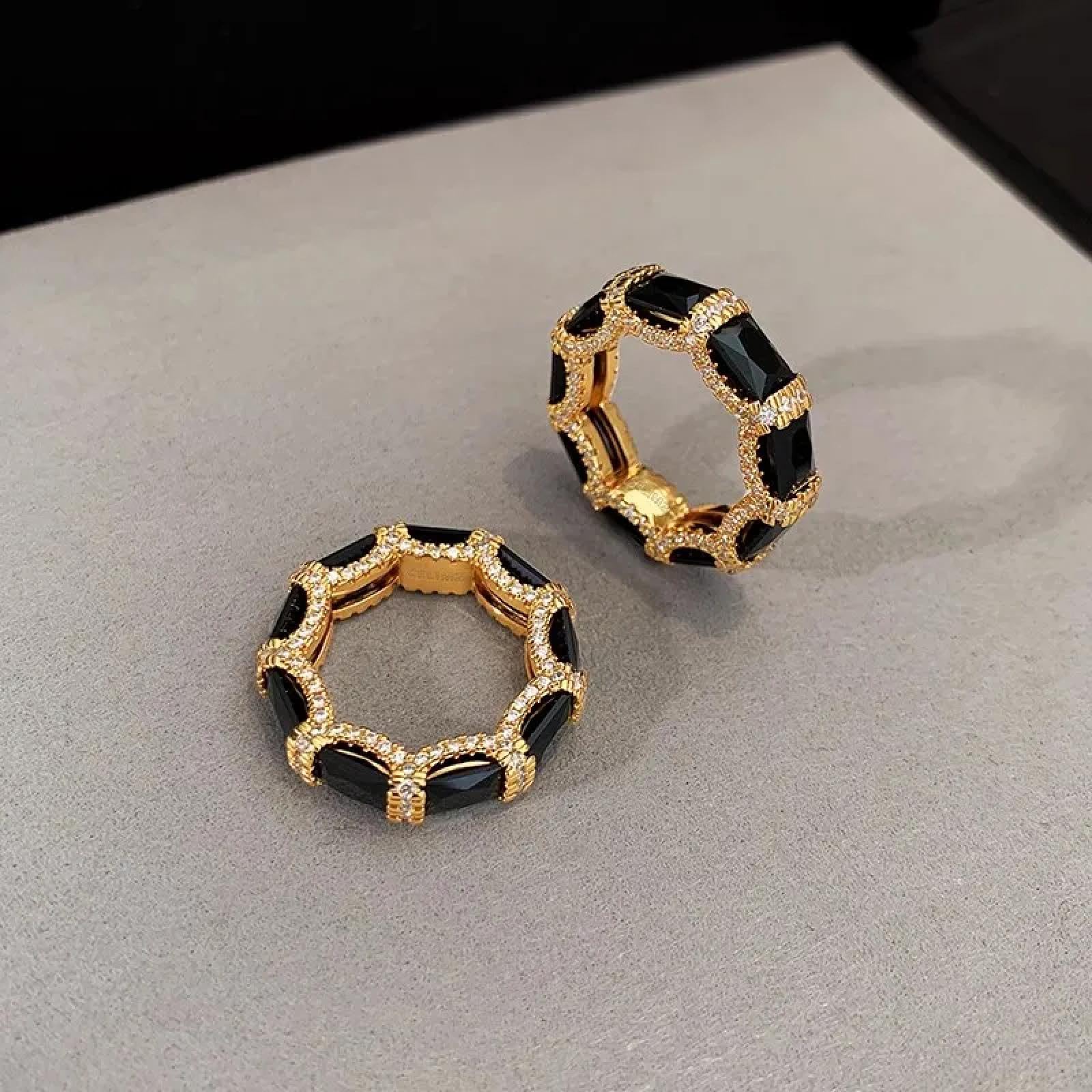 Ring Ringe Damen Bijouterie Herren Vintage-Mode Einzigartiger Schwarzer Achatring Für Frauen Nische Hip-Hop-Trend Exquisiter Partyschmuck
