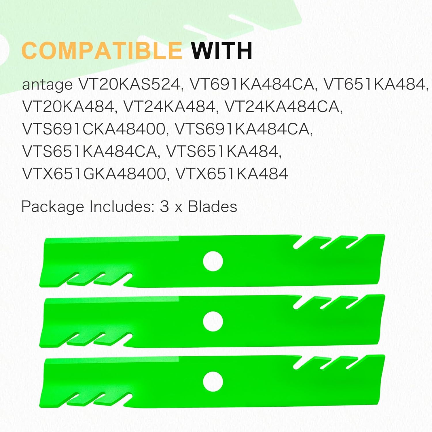 48" Deck Mower Blades Fit for Ex Mark Lazer Z S E-Series Vantage AS CT HP Quest Pioneer Turf Tracer AS CT Metro to ro Titan Z4800 Lawn Mower Replaces OEM 103-6396 116-5177(Toothed) 3 Pack