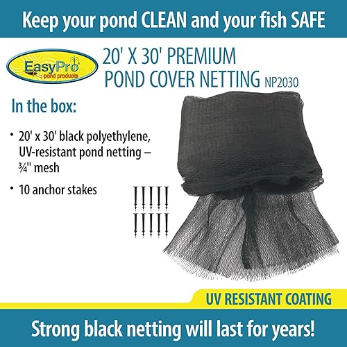 Miniatura 6 de EasyPro NP2030 Premium - Red de cubierta de estanque de 34 pulgadas, 20 pies x 30 pies con 10 estacas