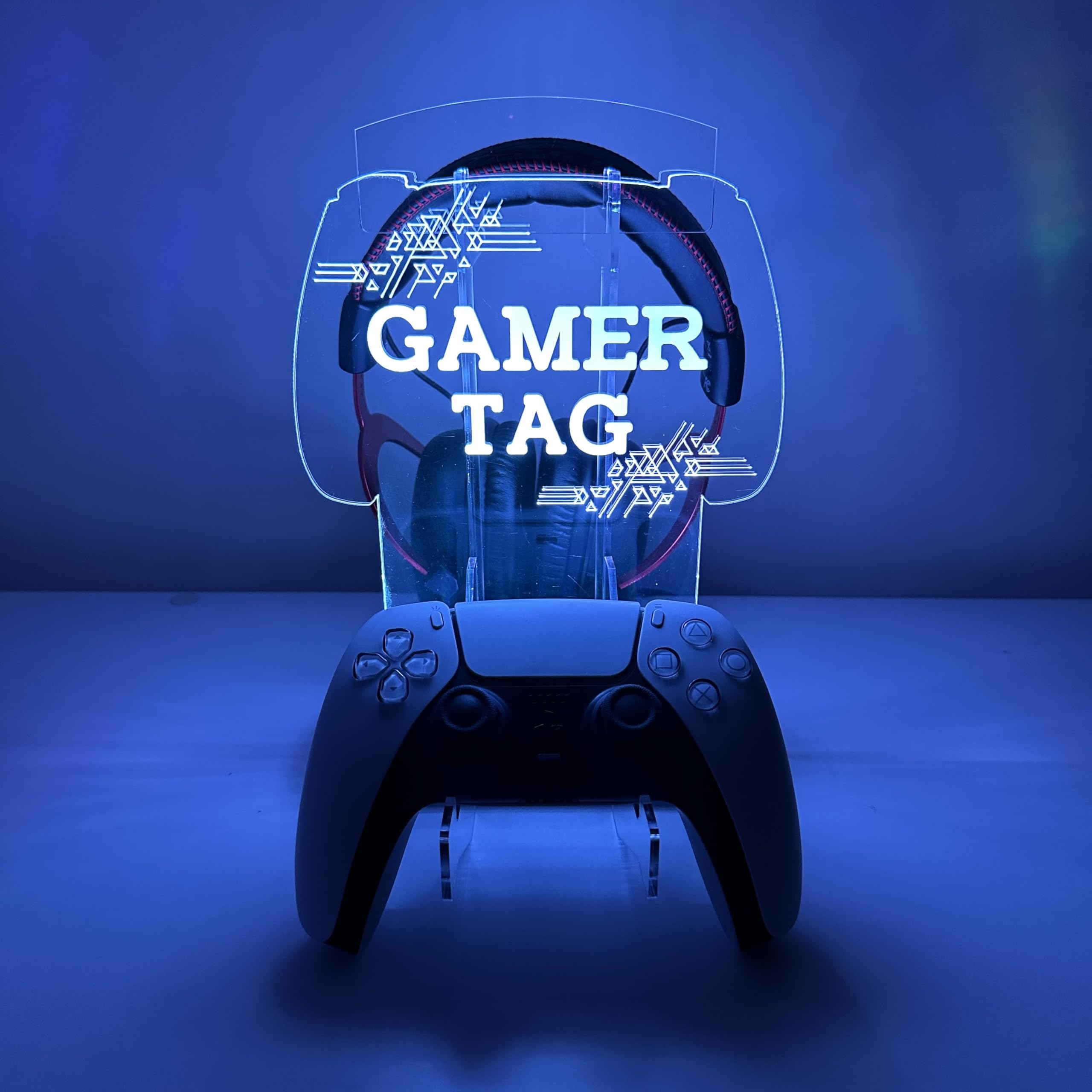 Customizable Gamer RGB Holder Stand for Headphones & Consoles, Headset Stand Accessories for Desk Gamers, Gaming RGB Headphone Organizer, 16 Light