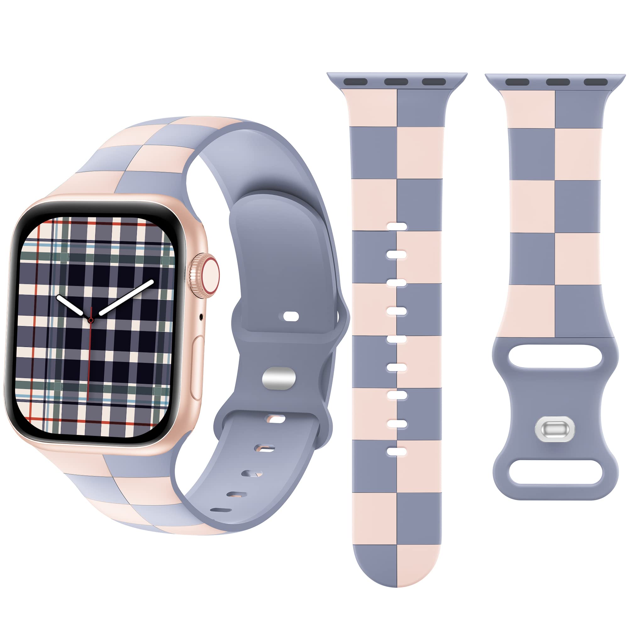 Seizehe Luxury Designer Sport Band Compatible with Apple Watch Band 44mm 38mm 40mm 41mm 42mm 45mm, Soft Silicone Strap Waterproof Replacement Wristband for iWatch Series 7 SE 6 5 4 3 2 1 for Women Men