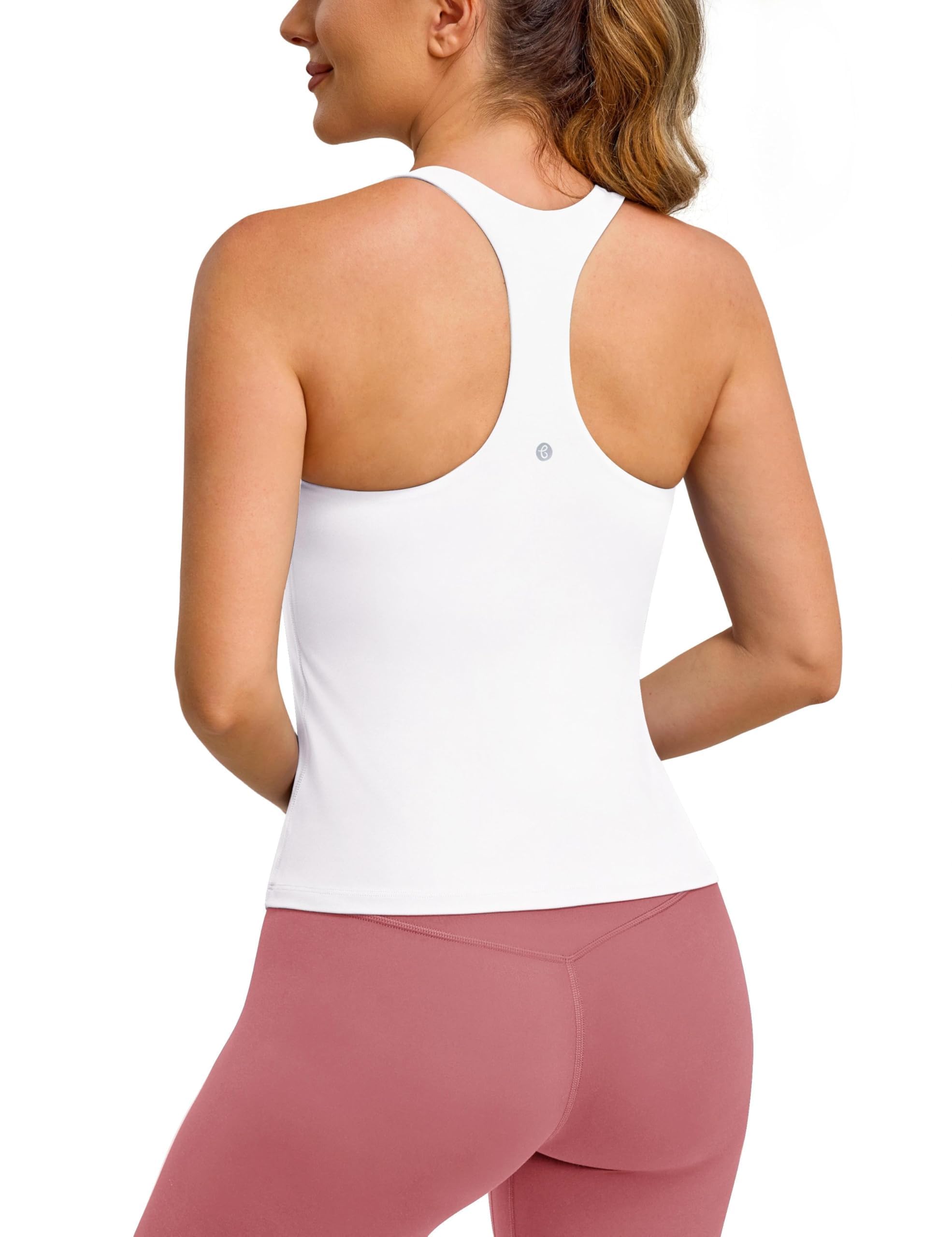 Baydi Women's White Clouduxi Racerback Workout Tank Tops For Yoga Shirts With Built In Bra Gym Sleeveless Camisole