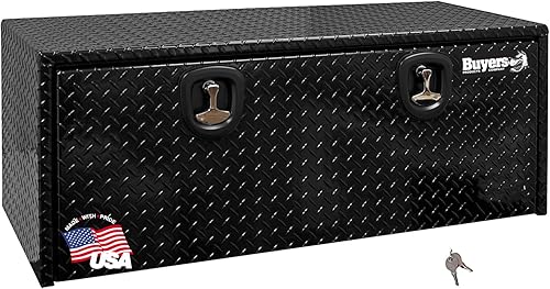 Miniatura 13 de Buyers Products 1725115 - Caja de herramientas de aluminio con banda de rodadura de diamante negro, 18 x 18 x 60 pulgadas, fabricada en los Estados