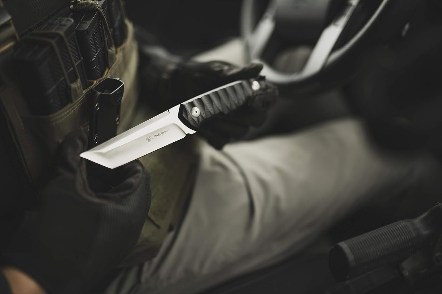 Smith & Wesson 24/7 8.5in S.S. Full Tang Fixed Blade Knife with 4in Tanto Blade and G10 Handle with Rigid Sheath for Outdoor