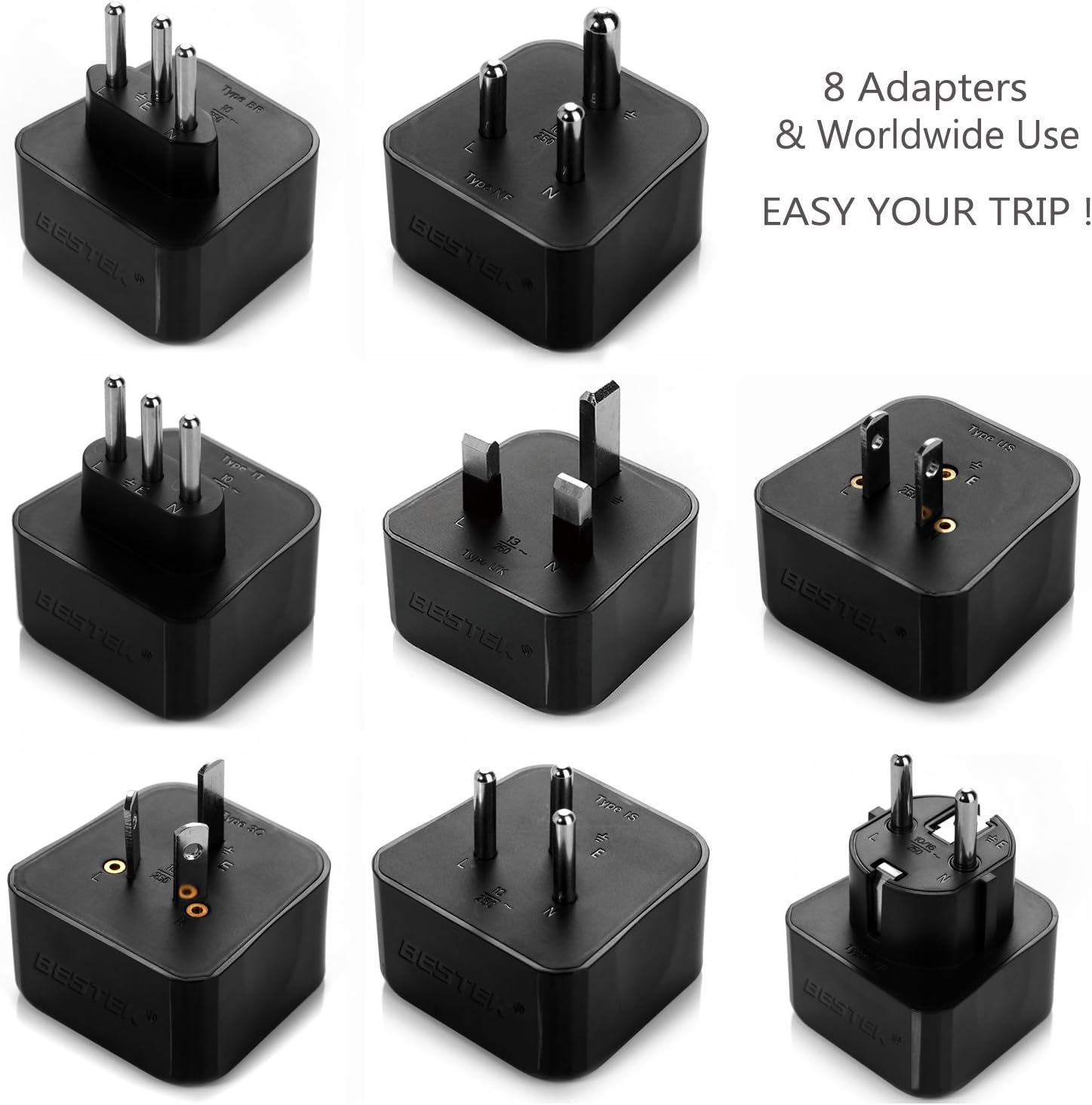 New Deal BESTEK USB Travel Power Strip with 8 International Adapters,5-Port 40W USB Charging Station with 2-Outlet Surge Protector