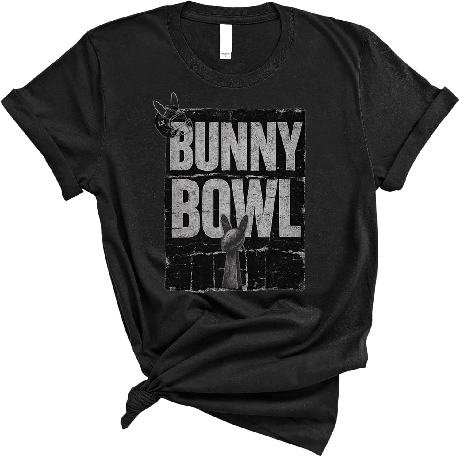 Bunny Bowl Football Style T Shirt Funny Sports Parody Design Casual Short Sleeve Streetwear Tee