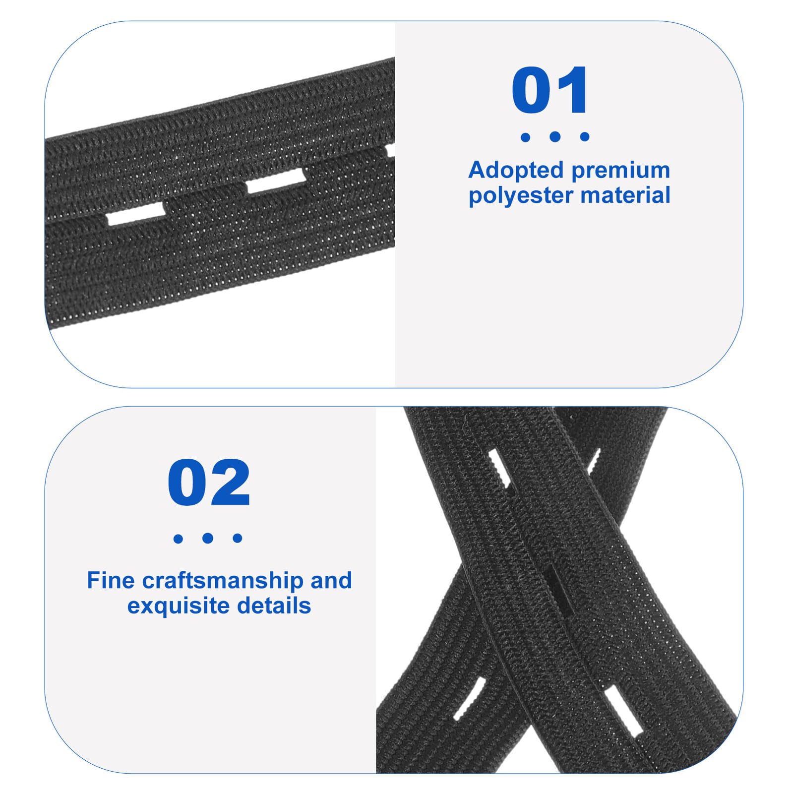 Angoily 5 Rollos Banda Elástica con Ojales Ajustables de Metros para Coser Ropa Cinturillas Manualidades y Prendas Elásticas de Poliéster Resistente