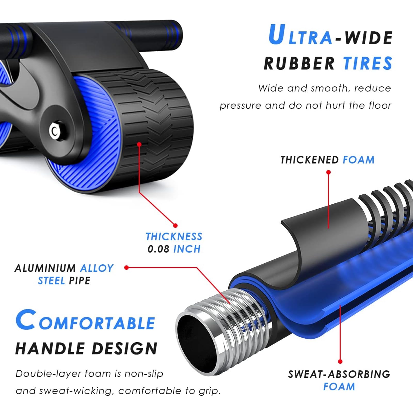 Ab Roller Wheel per Core Trainer, 2024 Nuovo Ruota Addominali, Ruota a Rullo per Addestratore Addominali Fitness per Allenamento in Palestra con Stuoia