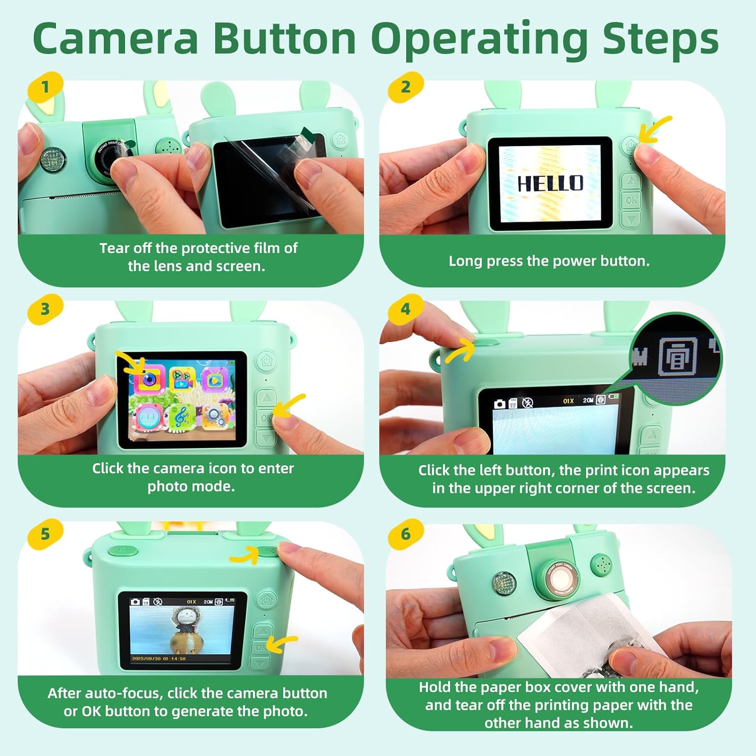 ORGSTA Kids Instant Print Camera for Boys and Girls 1080P HD Toddler Digital Camera with 3 Rolls Print Paper&32G Card, Christmas Birthday Gift Toys for Age 3-16 Kids Portable Travel Digital Camera Toy - Image 6